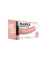 STRAP-ON OCO COM TESTÍCULOS E VIBRAÇÃO 7 /18 CM FLESH REALROCK