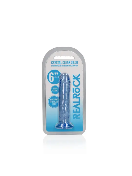 DILDO STRAIGHT REALISTIC CRYSTAL CLEAR 6 /14,5 CM AZUL REALROCK