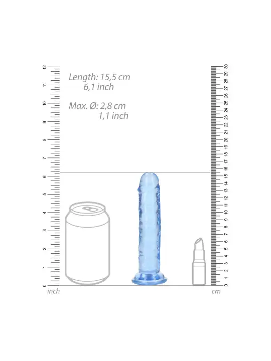 DILDO STRAIGHT REALISTIC CRYSTAL CLEAR 6 /14,5 CM AZUL REALROCK