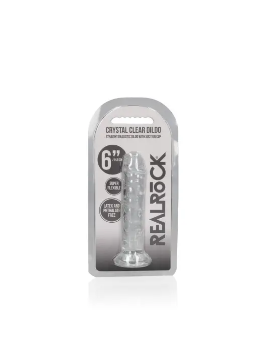 DILDO STRAIGHT REALISTIC CRYSTAL CLEAR 6 /14,5 CM TRANSPARENTE REALROCK