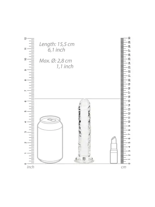DILDO STRAIGHT REALISTIC CRYSTAL CLEAR 6 /14,5 CM TRANSPARENTE REALROCK