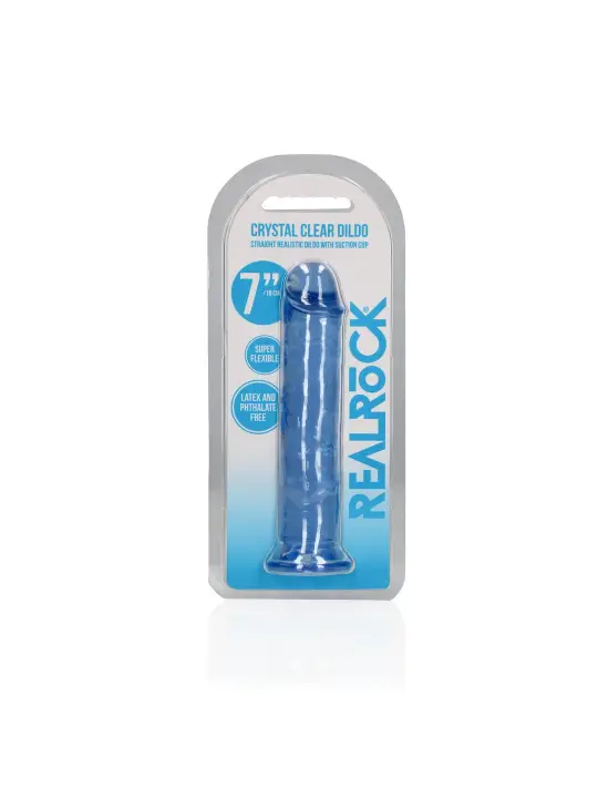 DILDO STRAIGHT REALISTIC CRYSTAL CLEAR 7 /18 CM AZUL REALROCK