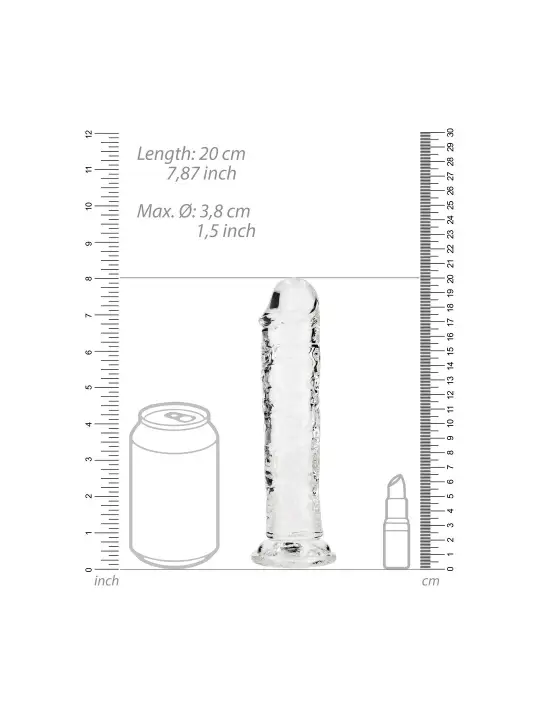 DILDO STRAIGHT REALISTIC CRYSTAL CLEAR 7 /18 CM TRANSPARENTE REALROCK