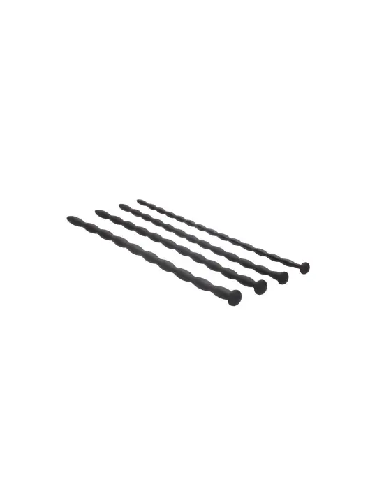 CONJUNTO DE SONDAS DE URETRA SILICONE SPIRAL SCREW PLUG SET ADVANCED PRETO OUCH!