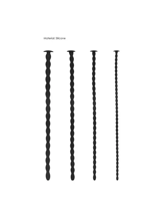 CONJUNTO DE SONDAS DE URETRA SILICONE SPIRAL SCREW PLUG SET ADVANCED PRETO OUCH!