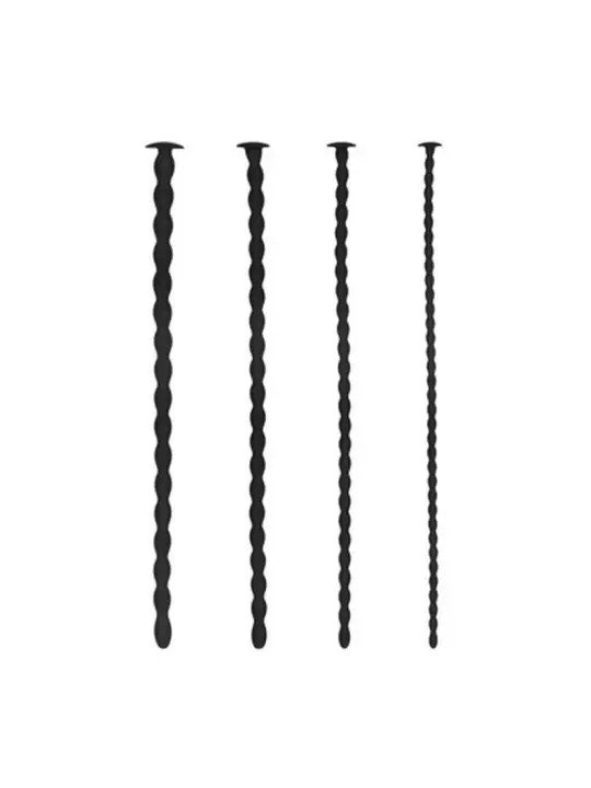 CONJUNTO DE SONDAS DE URETRA SILICONE SPIRAL SCREW PLUG SET ADVANCED PRETO OUCH!