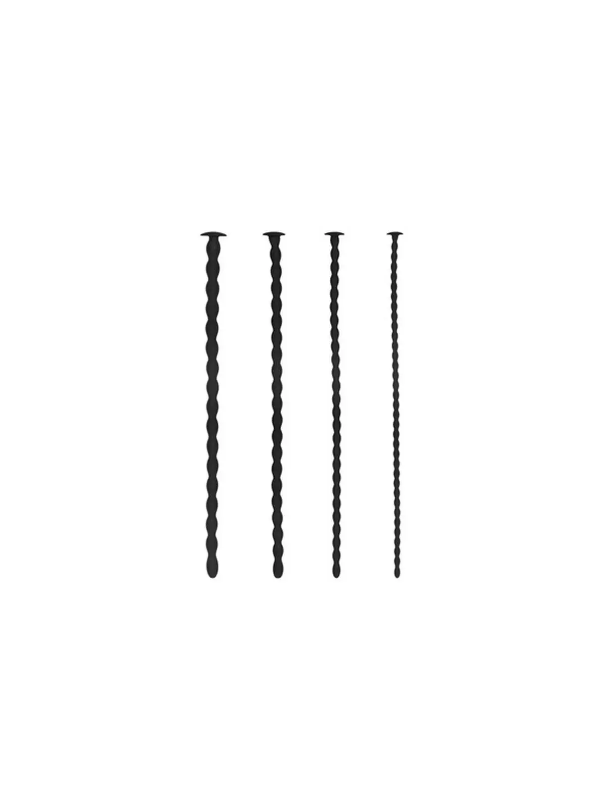 CONJUNTO DE SONDAS DE URETRA SILICONE SPIRAL SCREW PLUG SET ADVANCED PRETO OUCH!