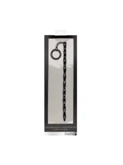 CONJUNTO DE SONDA DE URETRA COM ANEL PENIANO DE SILICONE PRETO OUCH!