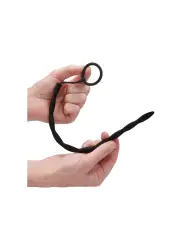 CONJUNTO DE SONDA DE URETRA COM ANEL PENIANO DE SILICONE PRETO OUCH!