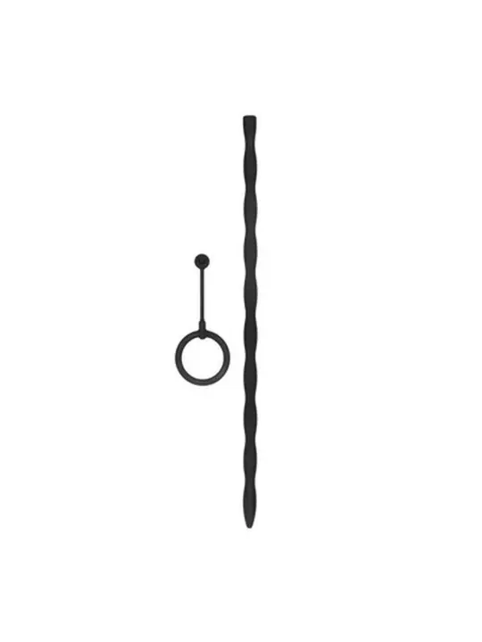 CONJUNTO DE SONDA DE URETRA COM ANEL PENIANO DE SILICONE PRETO OUCH!