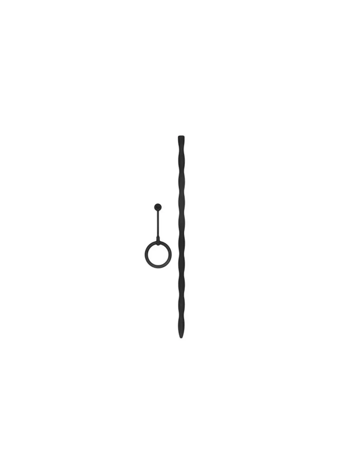 CONJUNTO DE SONDA DE URETRA COM ANEL PENIANO DE SILICONE PRETO OUCH!