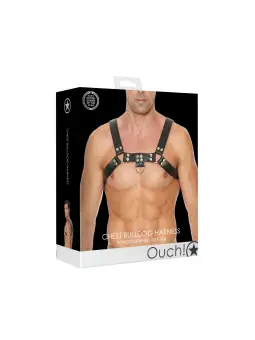 ARNÊS LEATHER BULLDOG HARNESS L/XL PRETO OUCH!