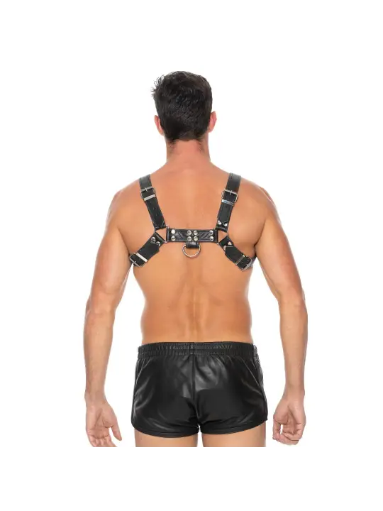 ARNÊS LEATHER BULLDOG HARNESS L/XL PRETO OUCH! 