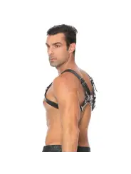 ARNÊS LEATHER BULLDOG HARNESS L/XL PRETO OUCH! 