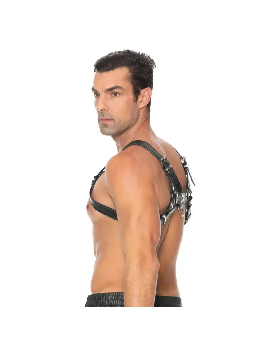 ARNÊS LEATHER BULLDOG HARNESS L/XL PRETO OUCH! 