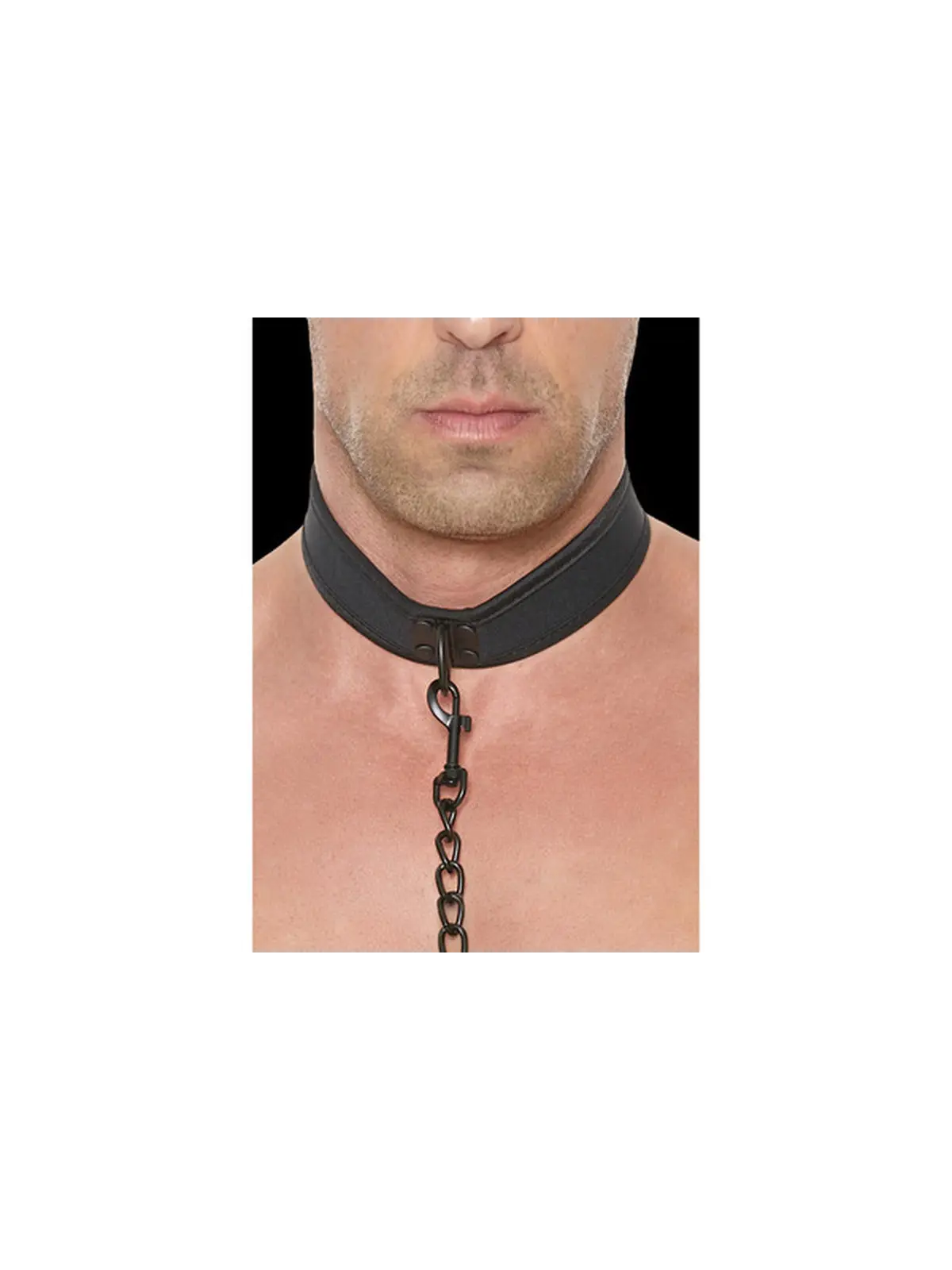 COLEIRA EM NEOPRENO PRETO COM TRELA OUCH!