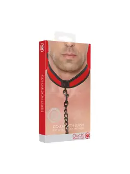 COLEIRA EM NEOPRENO VERMELHA COM TRELA OUCH!