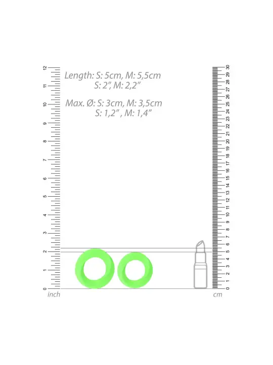 CONJUNTO DE 2 ANÉIS PARA O PÉNIS GLOW IN THE DARK OUCH!