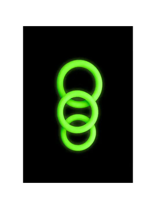CONJUNTO DE 3 ANÉIS PARA O PÉNIS GLOW IN THE DARK OUCH!