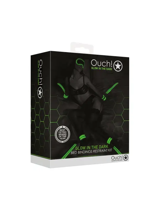CONJUNTO DE RESTRIÇÕES PARA CAMA FLUORESCENTES GLOW IN THE DARK OUCH!