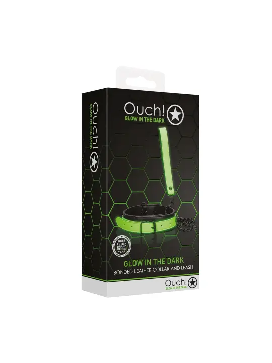 COLEIRA COM TRELA GLOW IN THE DARK OUCH!