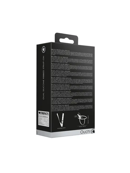 ARNÊS AJUSTÁVEL COM DILDOS EM SILICONE PRETO OUCH!