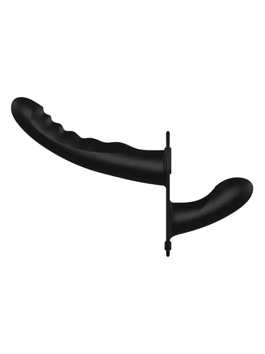 ARNÊS AJUSTÁVEL COM DILDOS EM SILICONE PRETO OUCH!