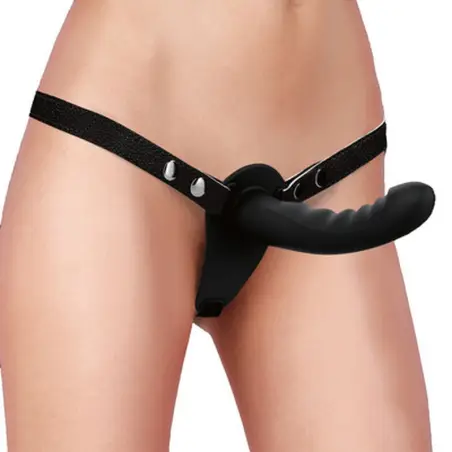 ARNÊS AJUSTÁVEL COM DILDOS EM SILICONE PRETO OUCH!