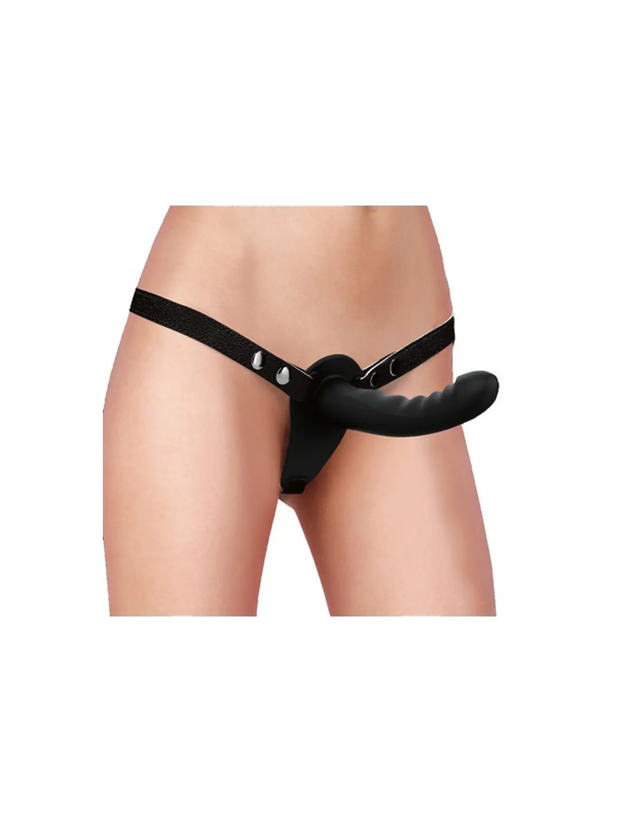 ARNÊS AJUSTÁVEL COM DILDOS EM SILICONE PRETO OUCH!