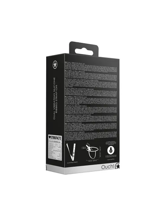 ARNÊS  AJUSTÁVEL COM VIBRADORES RECARREGÁVEIS PRETO OUCH!