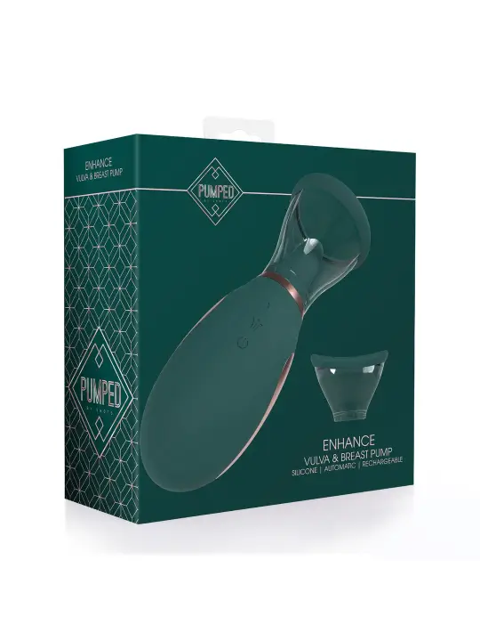BOMBA RECARREGÁVEL PARA VULVA E SEIOS ENHANCE FOREST GREEN PUMPED