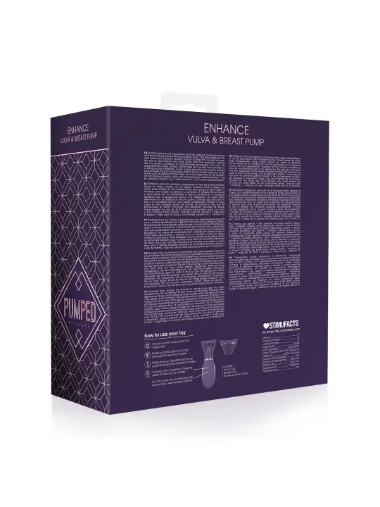 BOMBA RECARREGÁVEL PARA VULVA E SEIOS ENHANCE ROXO PUMPED