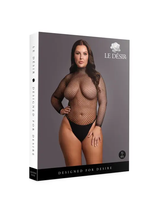 BODY DE REDE COM GOLA ALTA PRETO TAMANHO QUEEN LE DÉSIR