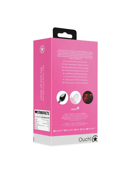 PLUG ANAL COM CAUDA DE RAPOSA ROSA LUMINOSA OUCH!