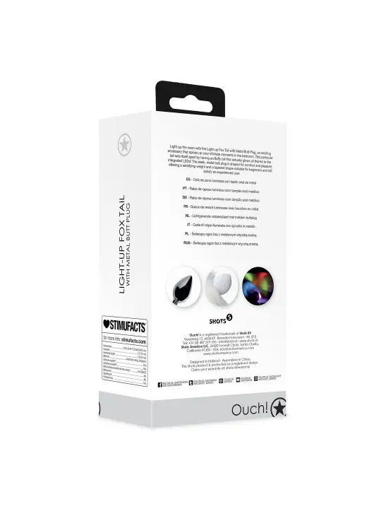 PLUG ANAL COM CAUDA DE RAPOSA LUMINOSA BRANCA OUCH!
