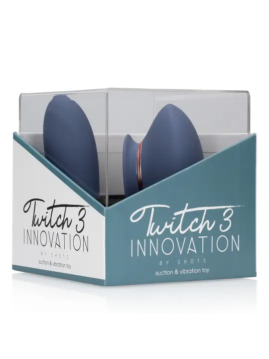 TWITCH 3 VIBRADOR RECARREGÁVEL E SUCÇÃO AZUL/CINZA INNOVATION