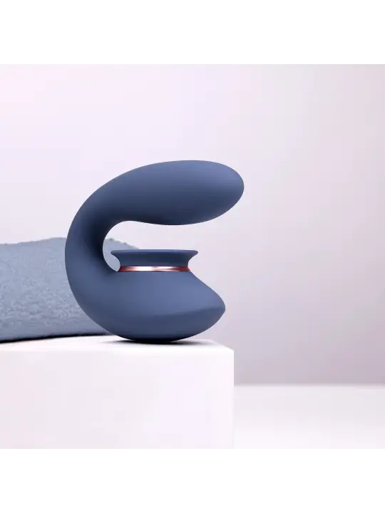 TWITCH 3 VIBRADOR RECARREGÁVEL E SUCÇÃO AZUL/CINZA INNOVATION