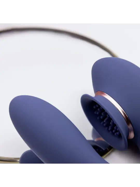 TWITCH 3 VIBRADOR RECARREGÁVEL E SUCÇÃO AZUL/CINZA INNOVATION