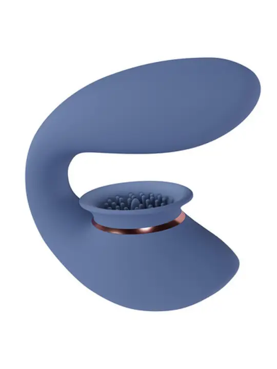 TWITCH 3 VIBRADOR RECARREGÁVEL E SUCÇÃO AZUL/CINZA INNOVATION