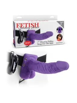 STRAP-ON OCO COM VIBRAÇÃO E TESTÍCULOS 7" FETISH FANTASY SERIES ROXO