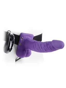 STRAP-ON OCO COM VIBRAÇÃO E TESTÍCULOS 7" FETISH FANTASY SERIES ROXO