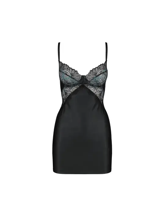 CAMISA DE NOITE E TANGA ASTRIDA PRETO PASSION