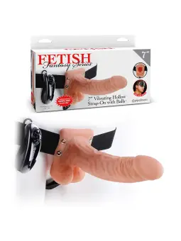 STRAP-ON OCO COM VIBRAÇÃO E TESTÍCULOS 7" FETISH FANTASY SERIES BRANCO