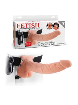 STRAP-ON OCO COM VIBRAÇÃO E TESTÍCULOS 9" FETISH FANTASY SERIES BRANCO