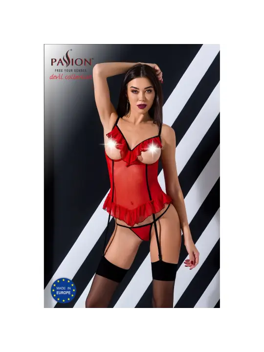 CORPETE E TANGA CHERRY VERMELHO DEVIL COLLECTION PASSION