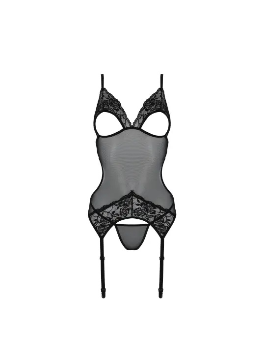 CORPETE E TANGA CHRISTA PRETO EROTIC LINE PASSION