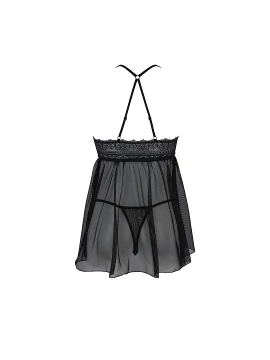 CAMISA DE NOITE E TANGA KERRIA PRETO ECO COLLECTION PASSION