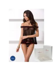 CAMISA DE NOITE E TANGA MARGARIDA PRETO PASSION