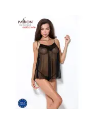 CAMISA DE NOITE E TANGA MELANIA PRETO EROTIC LINE PASSION