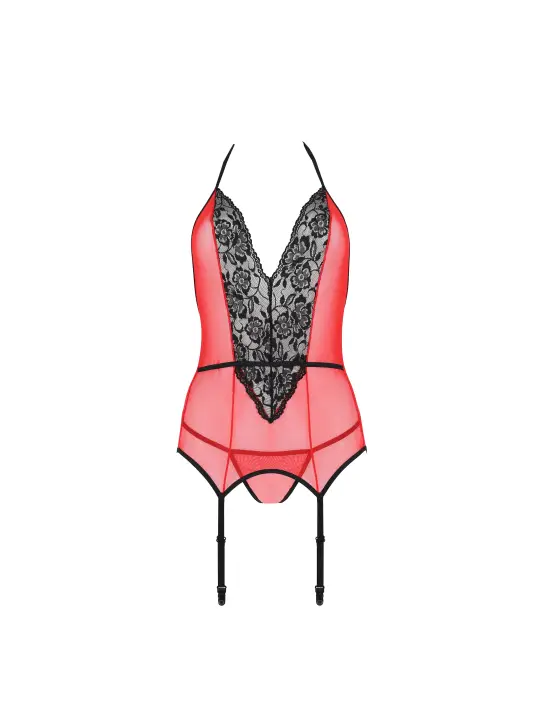 CORPETE E TANGA PEONIA VERMELHO EROTIC LINE PASSION
